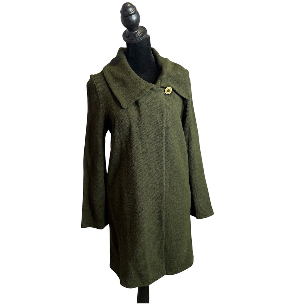 St. John Collection Knit Green Topper Jacket Women's 2 Portrait Collar